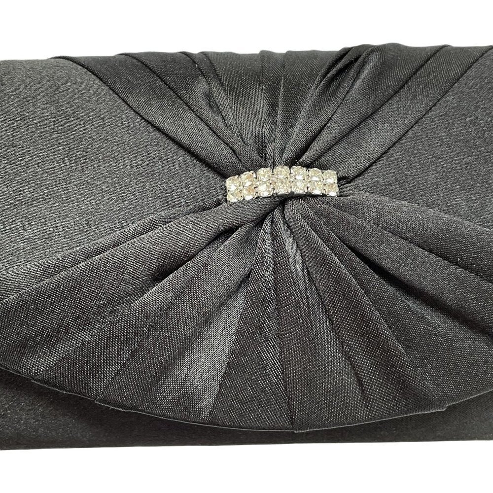 Bijoux Terner Black Evening Bag NEW WITH TAGS Satin with Rhinestone Detail - Picture 2 of 11